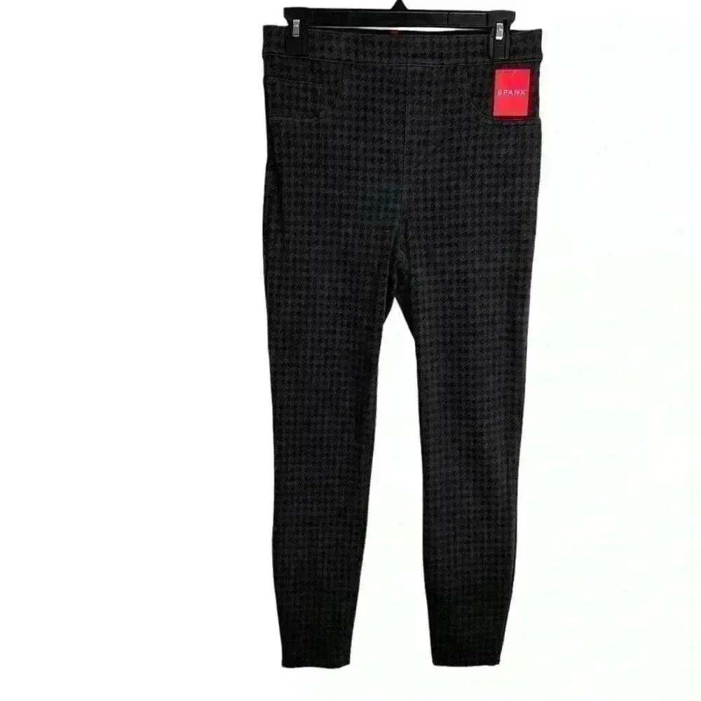 SPANX Jean-ish Ankle Leggings Skinny Pants Houndstooth Size Medium - Picture 2 of 12